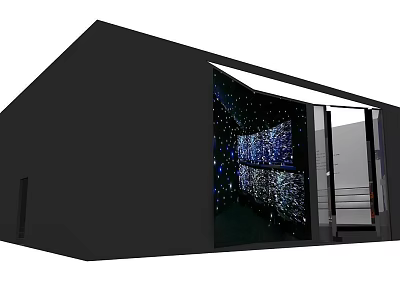 Sleek Modern Wine And Tobacco Shop With Black Exterior And Starry Interior Glass Entrance 3d model
