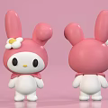 Cute Pink Ear Doll With White Flower On Head And Pink Bow