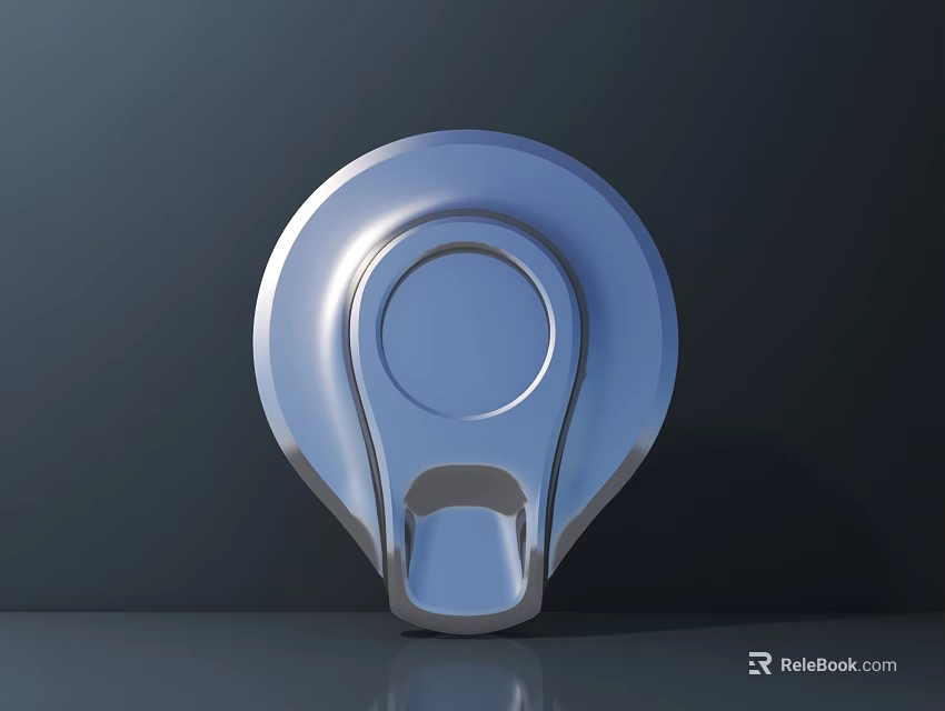 Silver 3D Model of Circular Object With Handle And Base On Dark Background 3d model