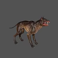 Ferocious Monster Dog With Sharp Teeth And Muscular Body On Gray Background