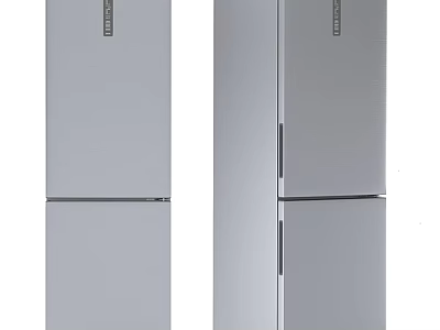 Silver Modern Double Door Refrigerators Freezers With Stylish Design For Kitchen 3d model