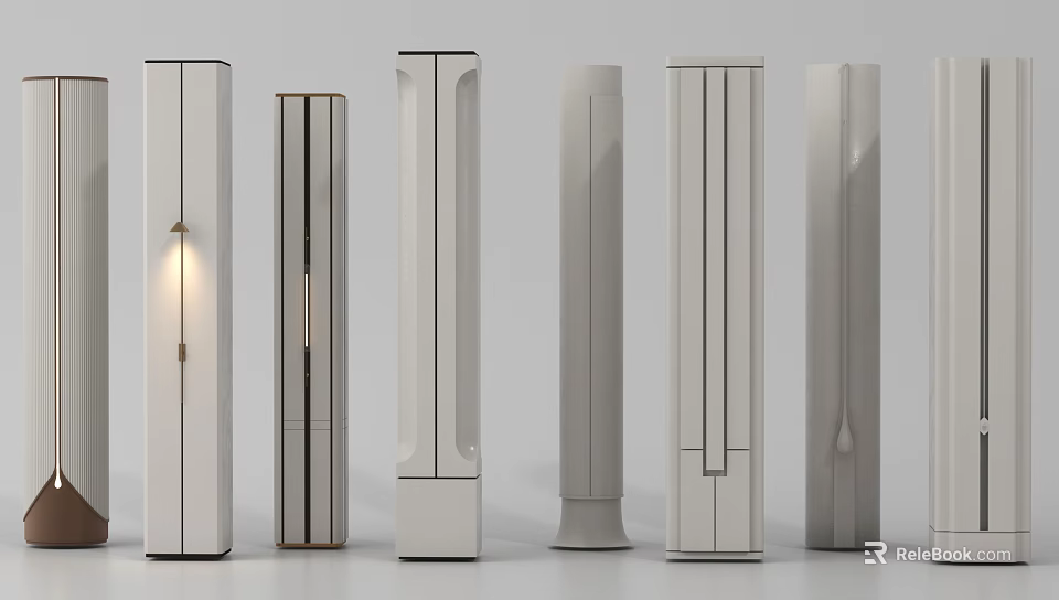 Modern White Columns With Various Sleek Designs And Decorative Architectural Details 3d model