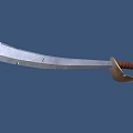 Curved Silver Blade Weapon With Brown Handle And Red Wrapping Design