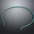 Ancient Bronze Twisted Ring Ornament With Green Patina And End Loops
