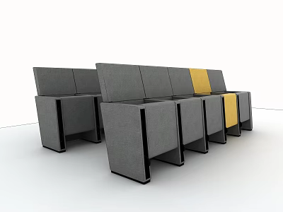 Modern Gray And Yellow Upholstered Seats With Modular Design For Public Spaces 3d model