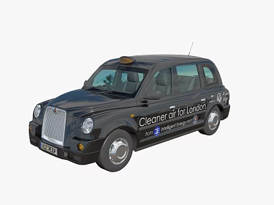 Classic London Black Taxi With Cleane Air London Branding And Design 3d model
