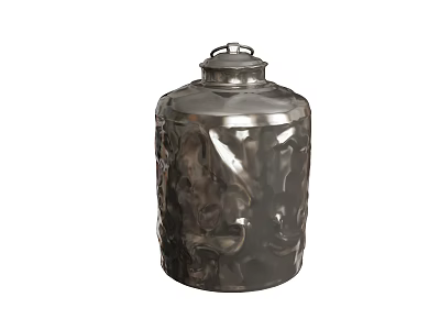 Silver Hammered Metallic Vase With Lid For Elegant Home Decor 3d model