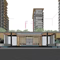 Modern Residential Building With Greenery Surrounding And Water Feature At Entrance
