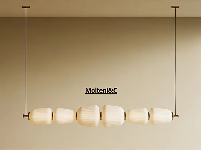 Modern Linear Chandelier With Multiple White Lampshades And Metal Suspension 3d model