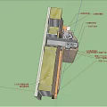 Detailed Building Component Section With Opening Sash Glass Sealant And Hardware Parts