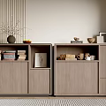 Modern Console Cabinet And Side Cabinet In Entryway With Storage Space And Decorative Items
