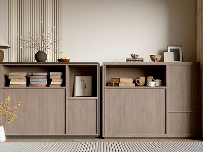 Modern Console Cabinet And Side Cabinet In Entryway With Storage Space And Decorative Items 3d model