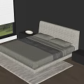 Modern Double Bed Fabric Double Bed Suspension Double Bed Spherical Table Lamp Texture Carpet 3d model