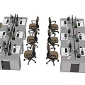 Modern Office Workspace With Multiple Desks Ergonomic Chairs And Potted Plants
