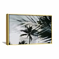 Botanical Palm Tree Painting With Yellow Frame And Cloudy Sky Background 3d model