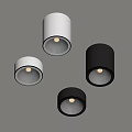 Contemporary Sleek Design Downlights and Spotlights in White and Black with Warm Light on Ceiling
