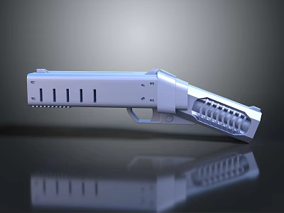 Silver Tactical Pistol 3D Rendered Design With Ventilation Holes And Modern Structure 3d model