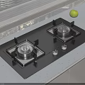 Black Glass Gas Hob On White Countertop With Green Apples And Window Blinds