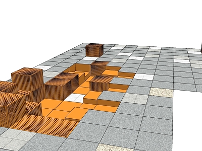 Landscape lights combined with seat activity space public activity area model