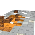 Landscape lights combined with seat activity space public activity area 3d model
