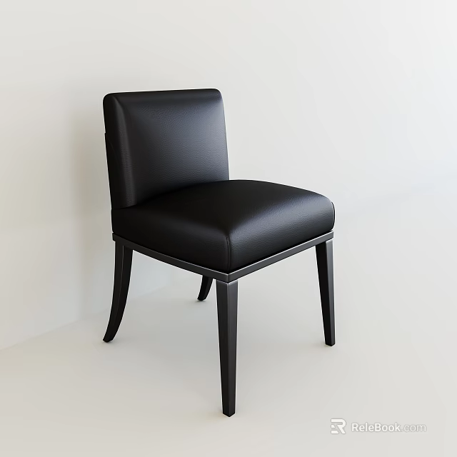 Modern Black Leather Single Chair With Comfortable Seat And Sturdy Legs 3d model 