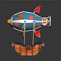 Colorful Aerospace Airship Model With Round Elements Decorative Flags And Wooden Base
