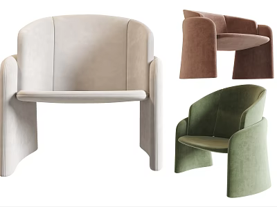 Modern Accent Chairs In Beige Brown Green With Curved Backrest And Armrests 3d model