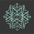 Turquoise Geometric Polyhedron 3D Wireframe Structure With Reflective Surface On Dark Background