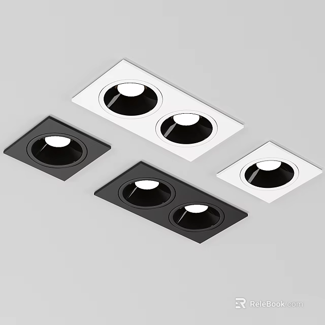 Modern Recessed Downlights with Black White Design for Home Interior Ceiling Lighting 3d model 