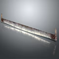 Rusty Metal Saw Blade With Long Serrated Edges And End Mounts