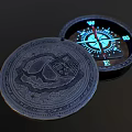 Vintage Metallic Circular Decorative Ornament Set With Carved Lids And Compass Design