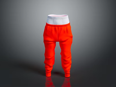 Orange Loose Fit Sweatpants Featuring White Elastic Waistband For Comfortable Daily Wear 3d model