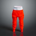 Orange Loose Fit Sweatpants Featuring White Elastic Waistband For Comfortable Daily Wear