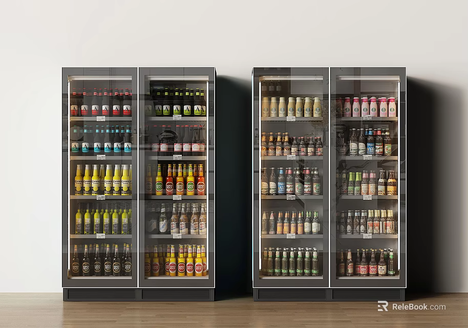 Refrigerator Freezers with Glass Doors for Beverage Storage in Organized Retail 3d model 