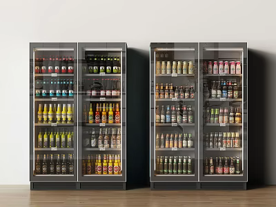 Refrigerator Freezers with Glass Doors for Beverage Storage in Organized Retail 3d model