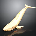 Golden Low Poly Whale Sculpture on Dark Background with Shiny Reflection