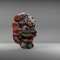 Intricately Carved Traditional Mask Sculpture Featuring Ornate Details And Bold Design