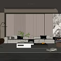 Modern Minimalist Living Room Interior With Sofa Coffee Table And Decorative Painting