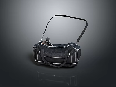 Black Duffel Bag For Daily Use With Adjustable Straps And Practical Design 3d model