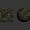 Natural Wood And Stone Textured Cube And Sphere With Detailed Surface Patterns