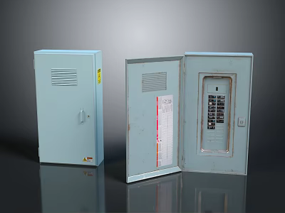 Computer Power Control Box Open Closed With Internal Wiring And Switches 3d model