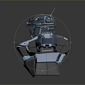 Robotic Bust 3D Model With Metallic Blue Gray Armor And Helmet Design 3d model