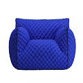 Modern Blue Single Seater Sofa With Woven Texture And Comfortable Design 3d model