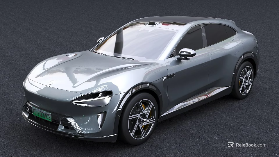Silver Electric Coupe SUV With Modern Sleek Design And Aerodynamic Body 3d model 