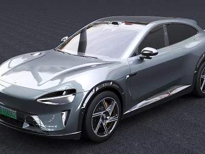 Silver Electric Coupe SUV With Modern Sleek Design And Aerodynamic Body 3d model