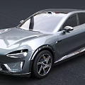 Silver Electric Coupe SUV With Modern Sleek Design And Aerodynamic Body