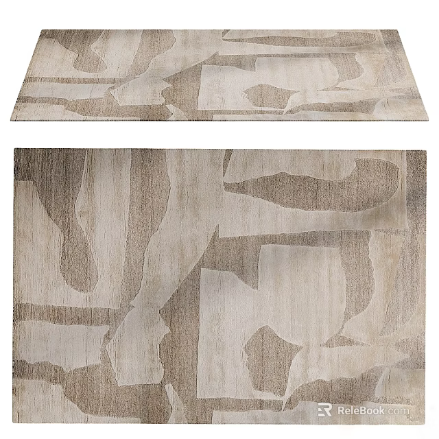 Stylish Square Area Rug With Modern Abstract Patterns In Beige Brown Hues 3d model 