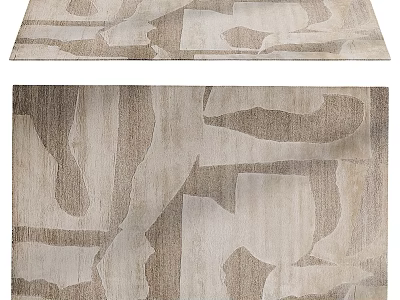 Stylish Square Area Rug With Modern Abstract Patterns In Beige Brown Hues 3d model