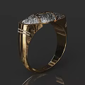 Luxury Gold Ring Crafted With Diamonds And Ornate Engraved Top Design