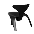Modern Black Single Chair with Sleek Curved Lines and Minimalist Design Style